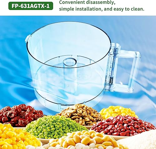Miniatura 7 de Cuenco de trabajo de procesador de alimentos de 7 tazas compatible con Cuisinart DLC-10 Series, FP-631AGTX-1. Nota este cuenco cuenta con 2 pestañas