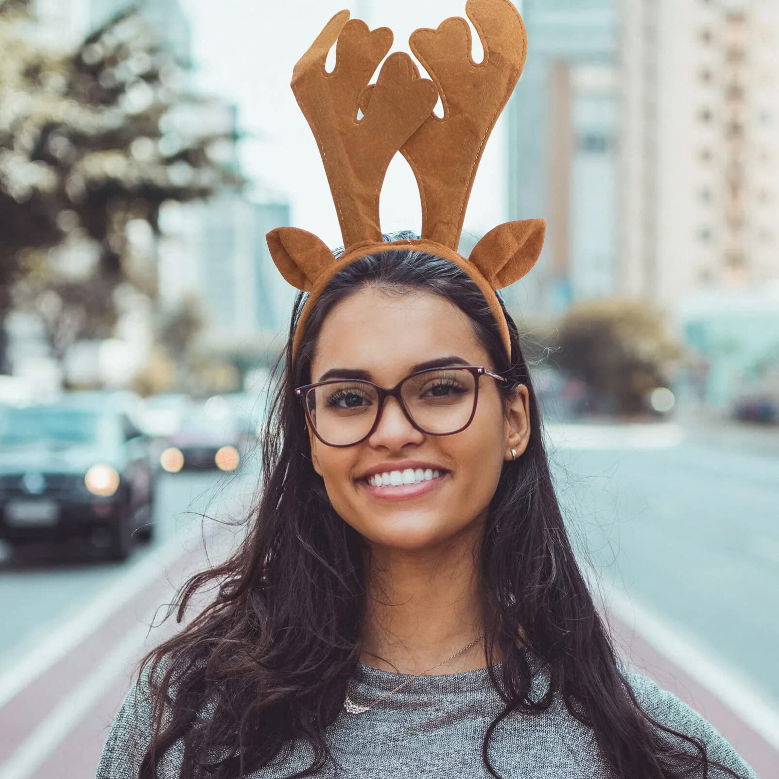 SHERCHPRY 6piezas Diadema De Ciervo Con Orejas Accesorio Navideño Para Disfraces Para Fiestas y Celebraciones Color Marrón Diseño Clásico y Divertido