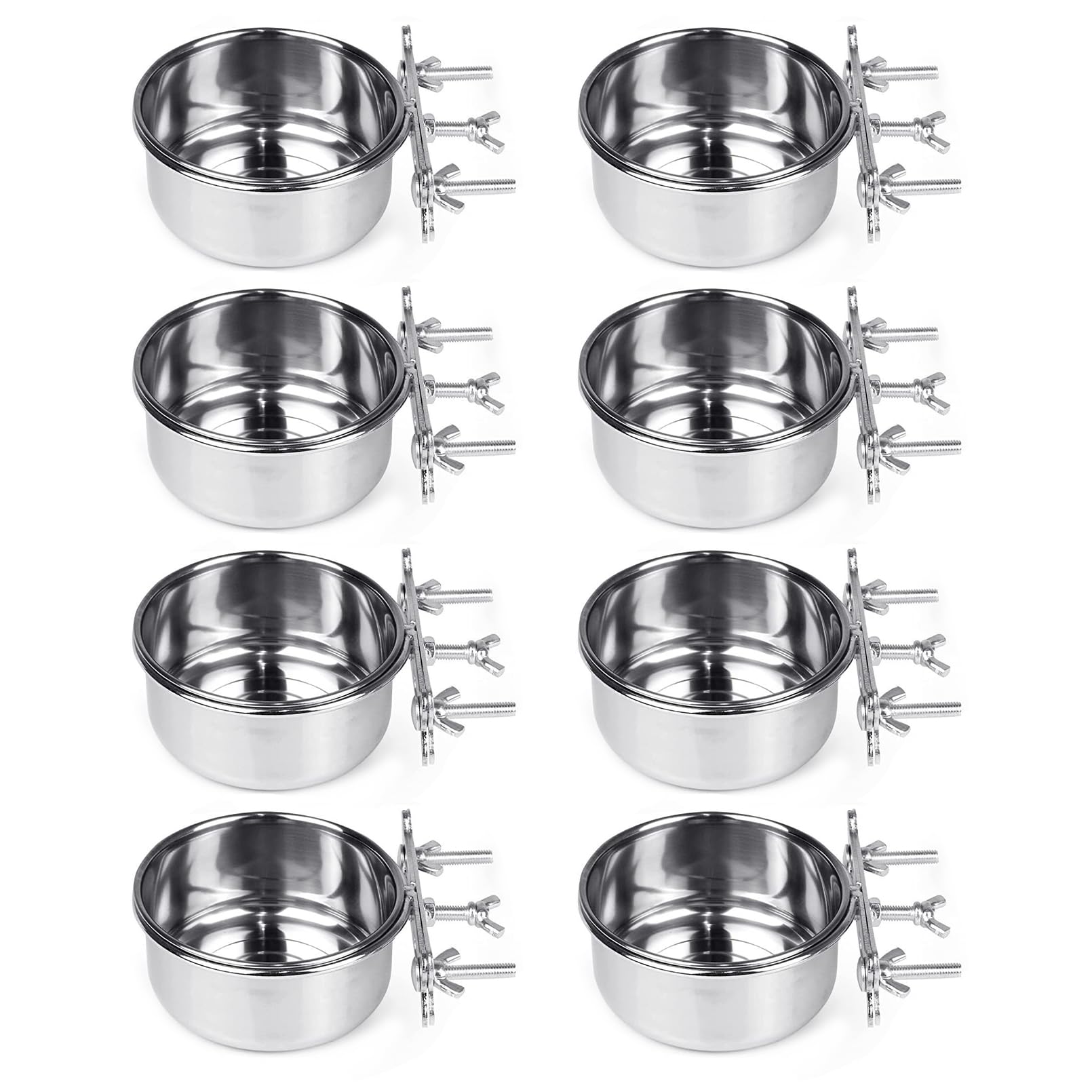 Tfwadmx 8 Pcs Bird Feeding Dish Cups,Parrot Food Bowl Clamp Holder Coop Cup Bird Cage Water Bowl for Parakeet African Greys Conure Cockatiels Lovebird Budgie Chinchilla