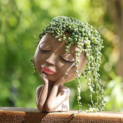 AIMEBBY Maceta de resina para plantas de interior y exterior con orificio de drenaje (tamaño grande)