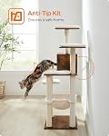 Feandrea WoodyWonders Cat Tree, Modern Cat Tower for Indoor Cats, 54.3-Inch Multi-Level Cat Condo, Ultra-Soft Plush, Scratching Posts, Hammock, Removable, Washable Cushions, Rustic Brown UPCT164X01