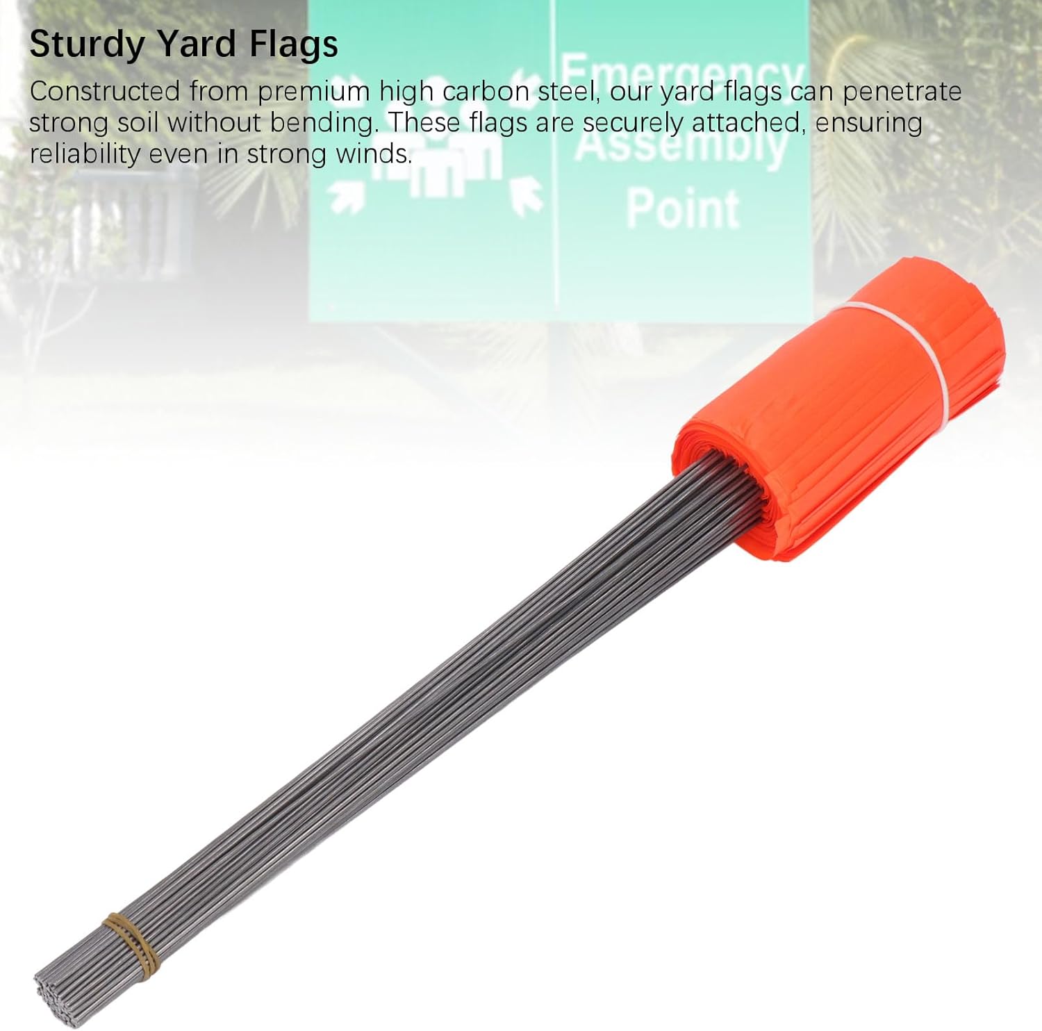 Multipurpose Marking Flags, 100 Pack 4x5 Inch PVC with 15in Steel Poles, Visibility Yard Markers for Lawn Care, Dog Training, and Construction Site Safety