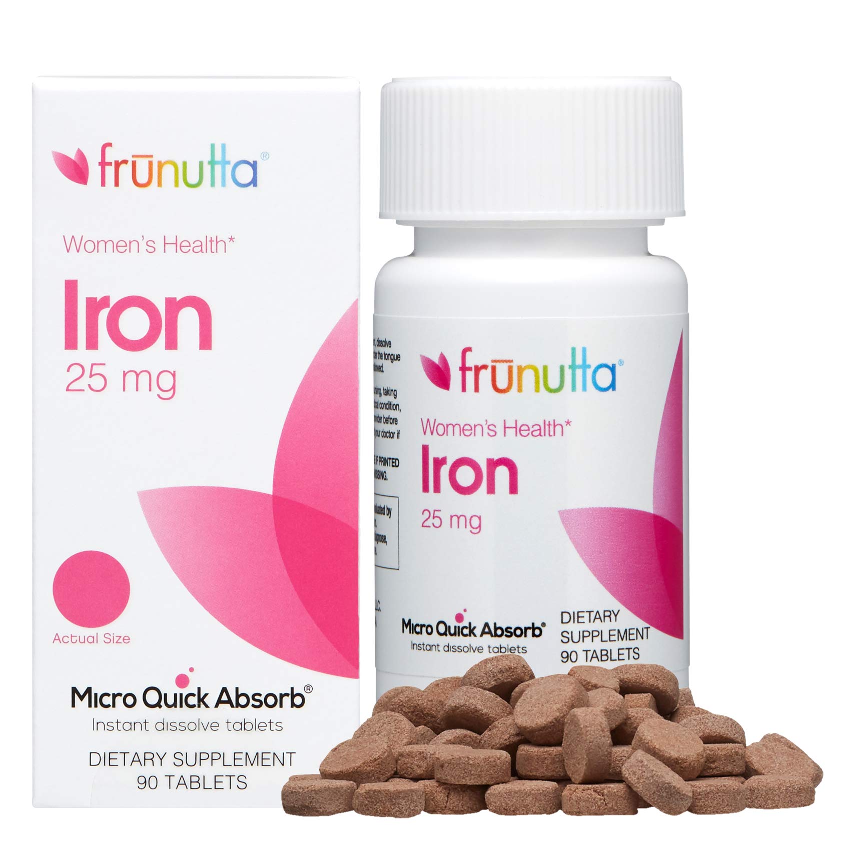 Frunutta Womens Health Iron Under The Tongue Instant Dissolve Tablets - 25 mg x 90 Tablets - for Iron Deficiency in Anemia...