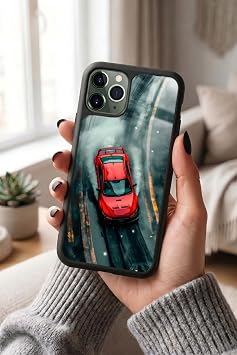 Apple iPhone 11 Pro ile Uyumlu K rm z  Spor Araba Tasar ml  Glossy Premium Silikon K l f