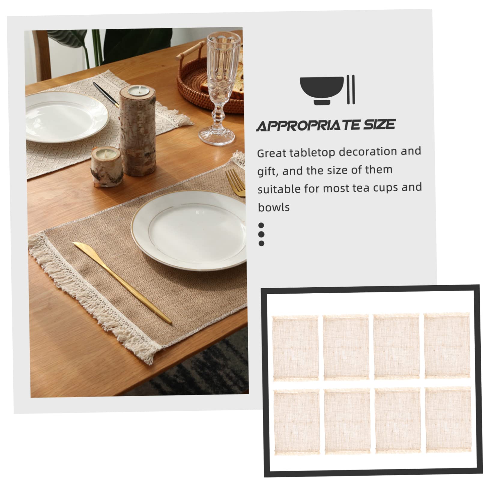 PRETYZOOM Tovagliette Rustiche 8 Pezzi in Cotone e Lino Nappe, Pratiche e Naturali, per Tavola di Casa e Feste di Compleanno