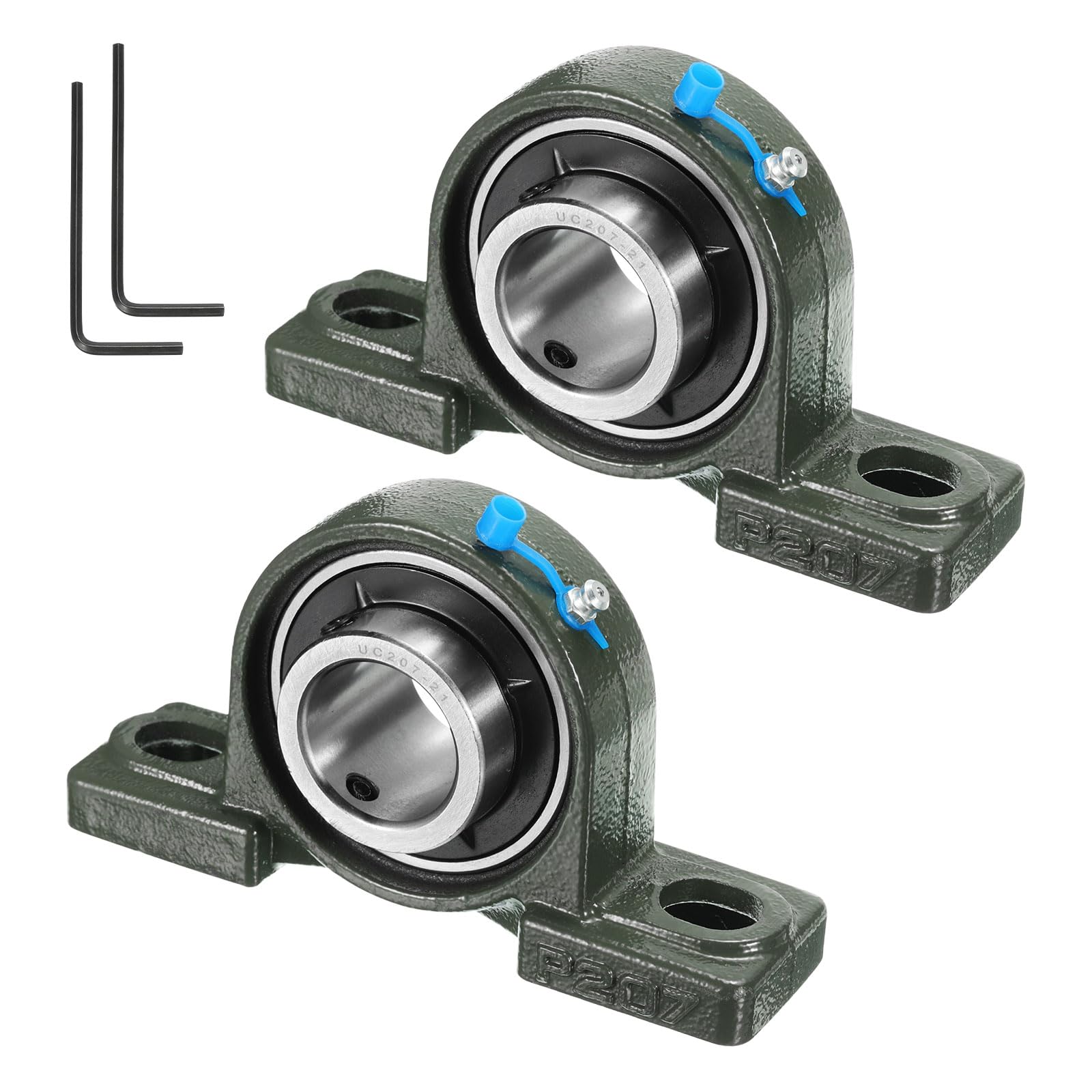 uxcell 2 cuscinetti a blocchetto UCP207-21 con foro da 1-5/16", auto-allineamento, base in ghisa massiccia montata su cuscinetti in acciaio cromato