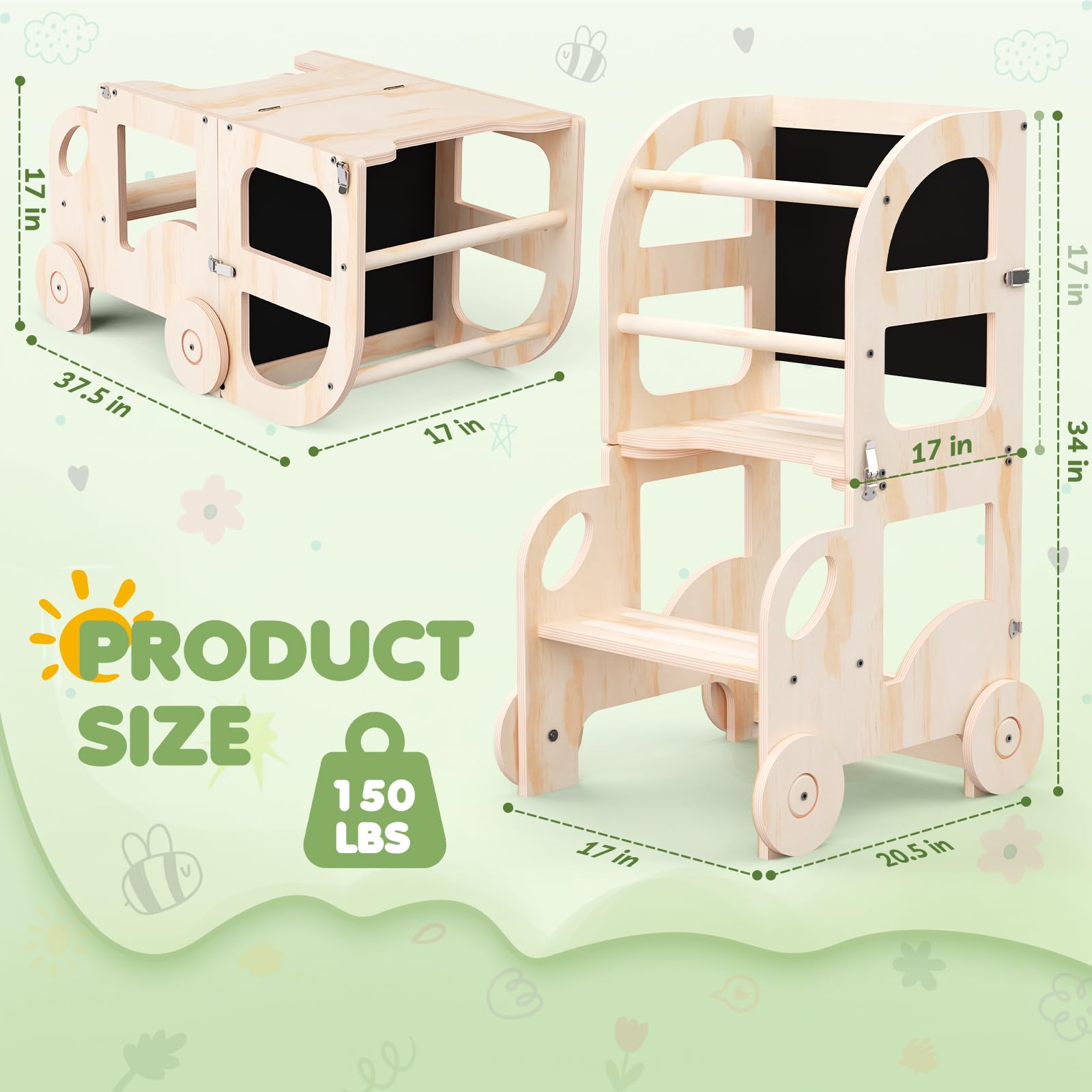 Amazon.com: SeLucky Toddler Kitchen Step Stool, Car Shape Learning