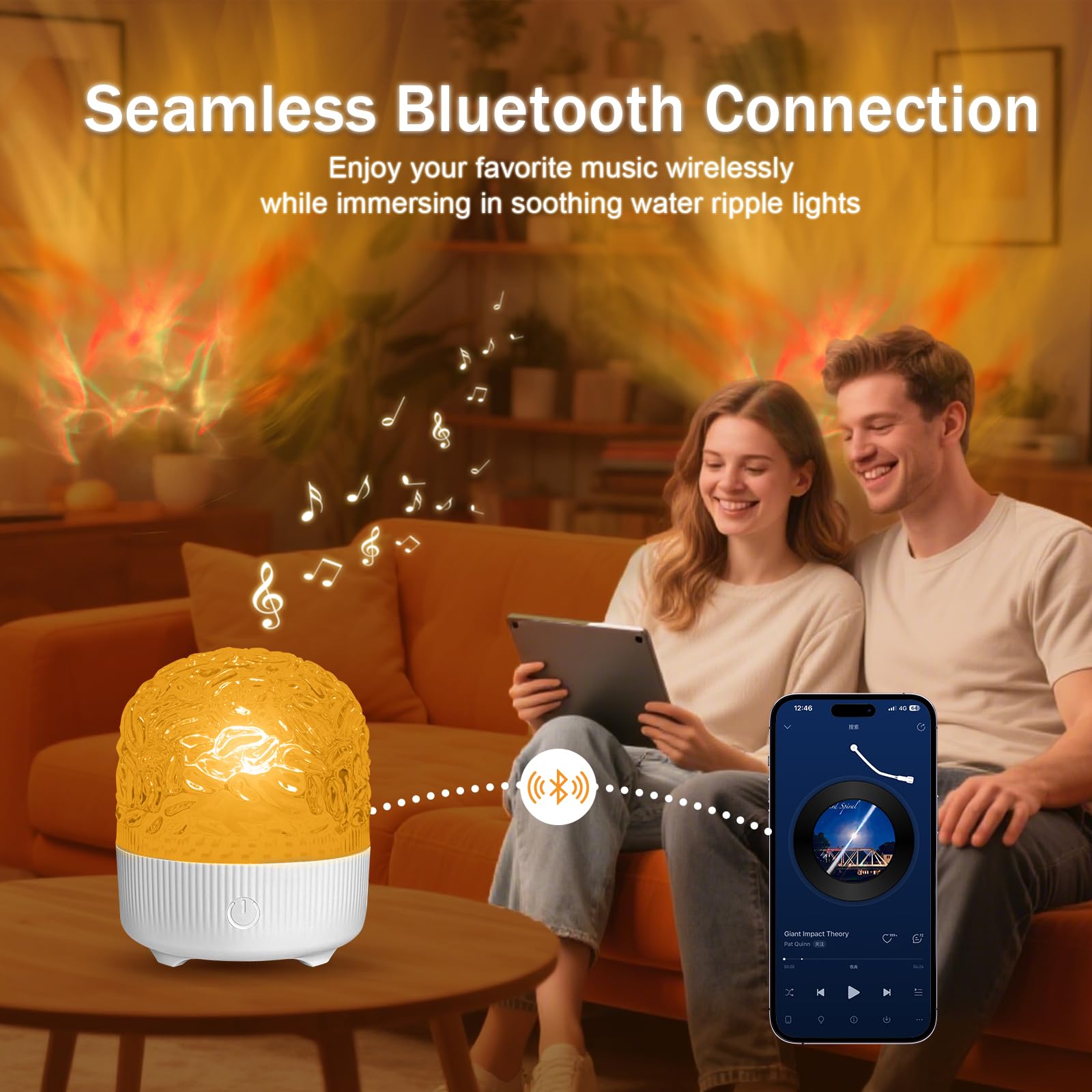 GY Ocean Globe, lampada da comodino a LED RGB, 16 colori, dimmerabile, con proiettore USB, lampada da tavolo romantica per camera da letto e soggiorno