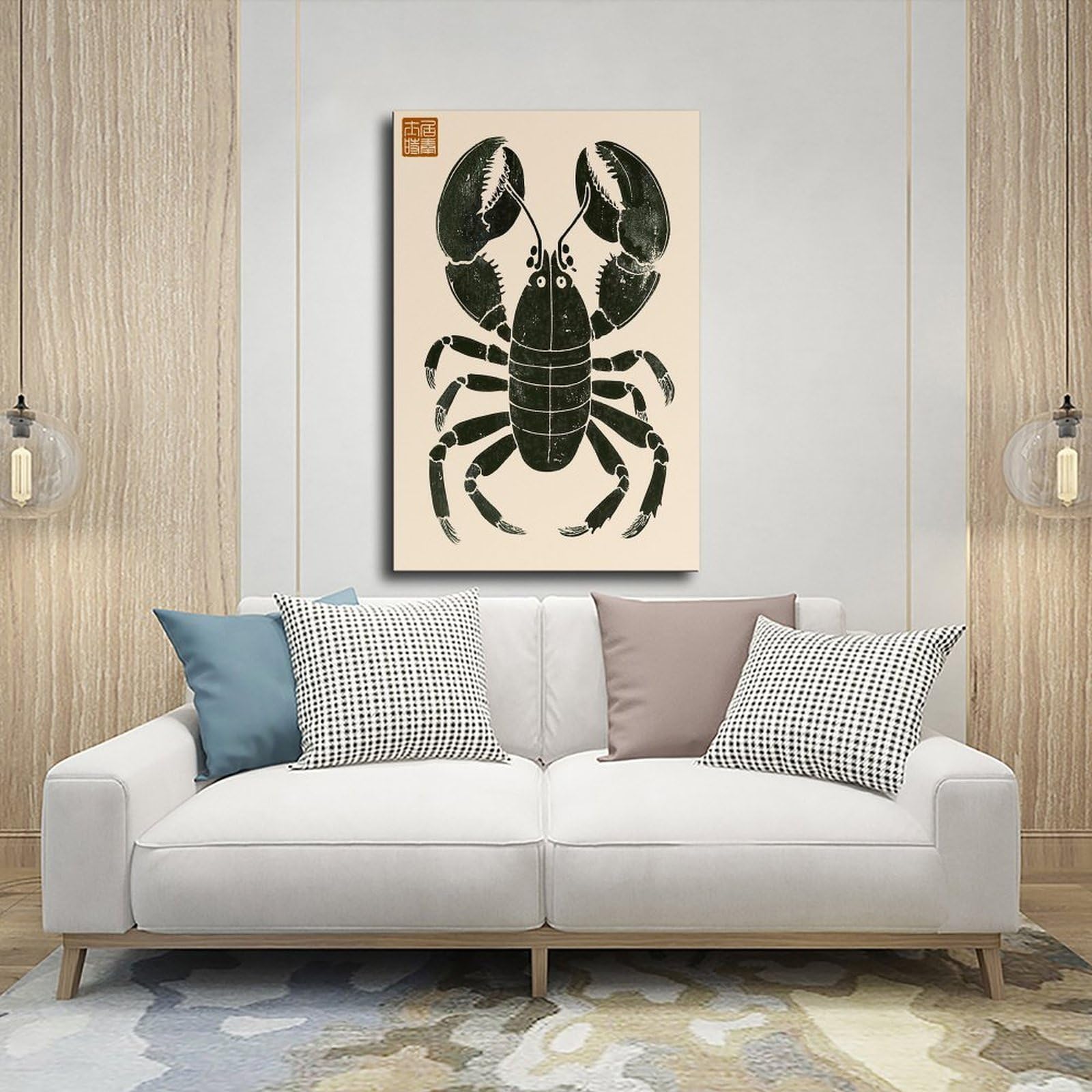 Stampa artistica da parete a forma di aragosta con inchiostro giapponese, per soggiorno, camera da letto, 40 x 60 cm