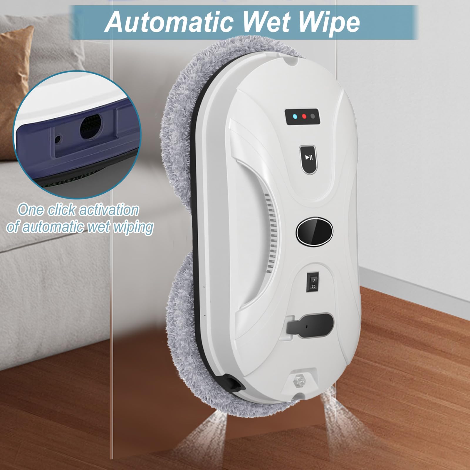 Robot limpiacristales, limpiacristales automático de 5600 Pa con mando a distancia y 10 paños; robot limpiacristales eléctrico con ventosa para cristales interiores y exteriores, azulejos