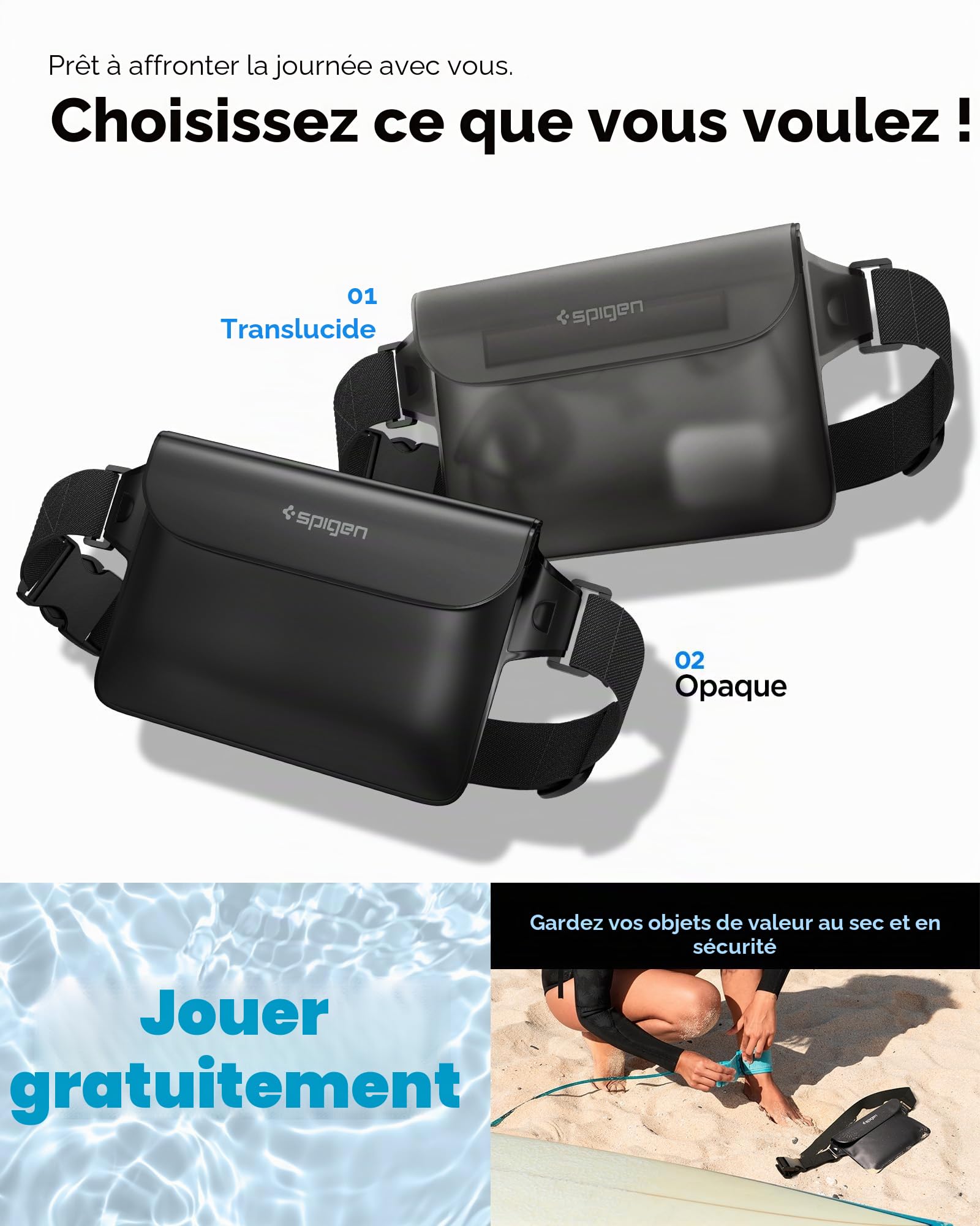 Spigen Aqua Shield Lot de 2 Sacs Etanches Impermeables Certifiée IPX8