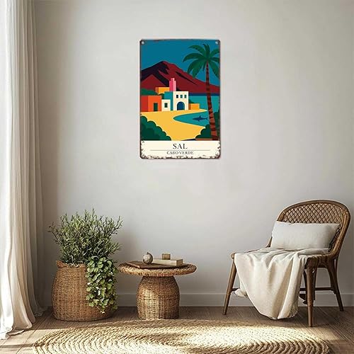 Miniatura 6 de Letreros de metal vintage de Sal Cabo Verde arte de pared divertido de viaje moderno, póster de lata para hombre, cueva, oficina, hogar, dormitorio,
