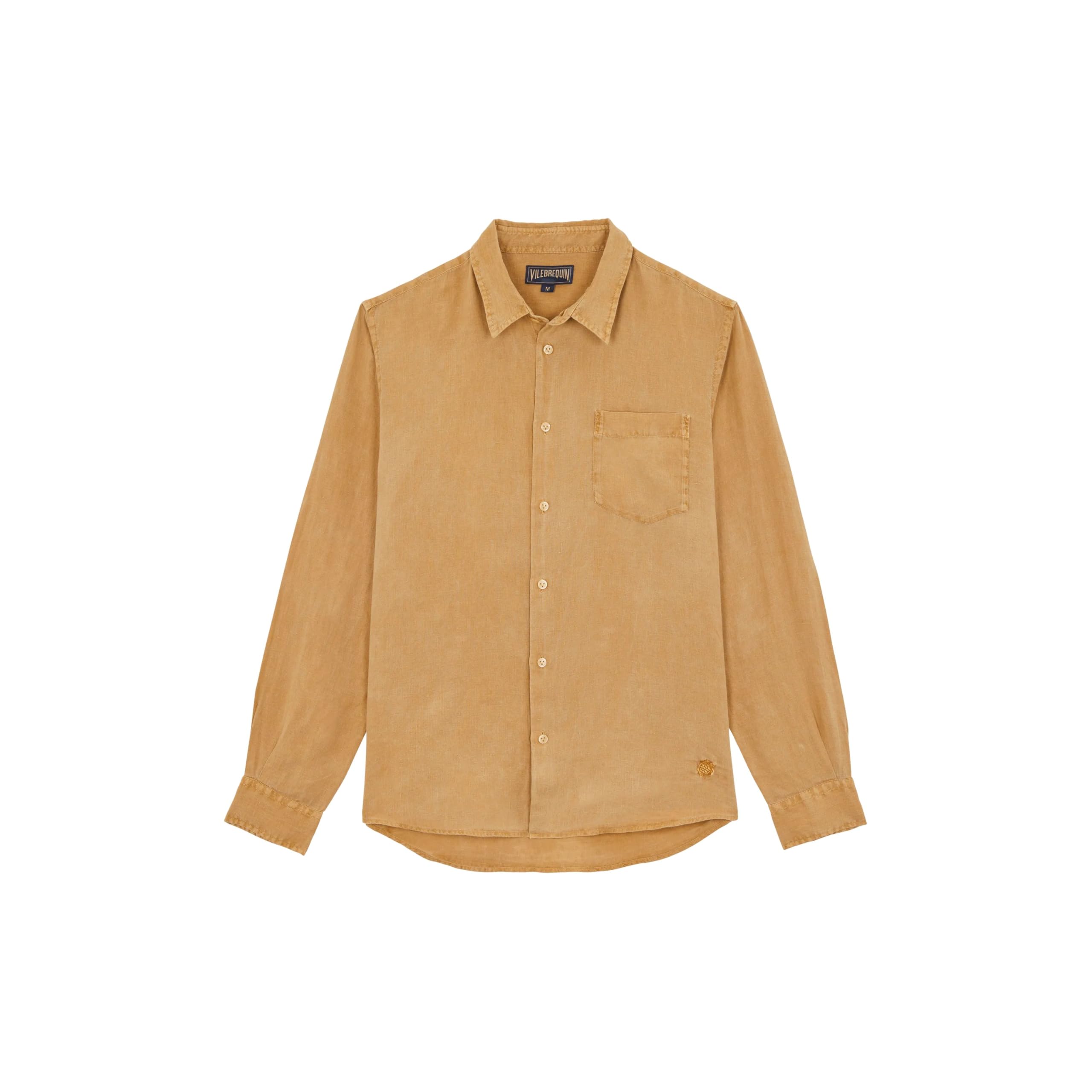 Vilebrequin, Camicia Uomo in Lino Natural Colors, XXL, Mocha