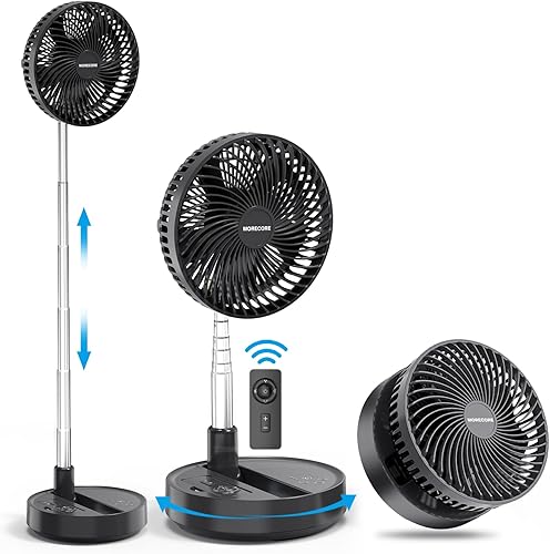 MORECORE Ventilador de pie oscilante plegable, ventilador de exterior con batería de 10000 mAh, entrada y salida USB de 8 pulgadas, ventilador de disponible en Yaxa El Salvador