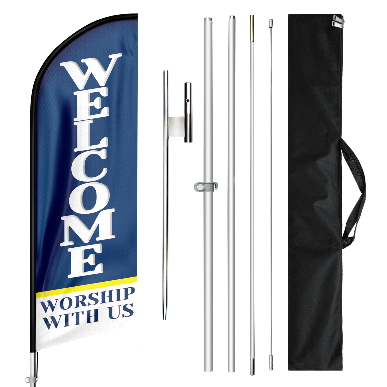Drapeau swooper église de 3,3m avec kit mât et panneau de bienvenue