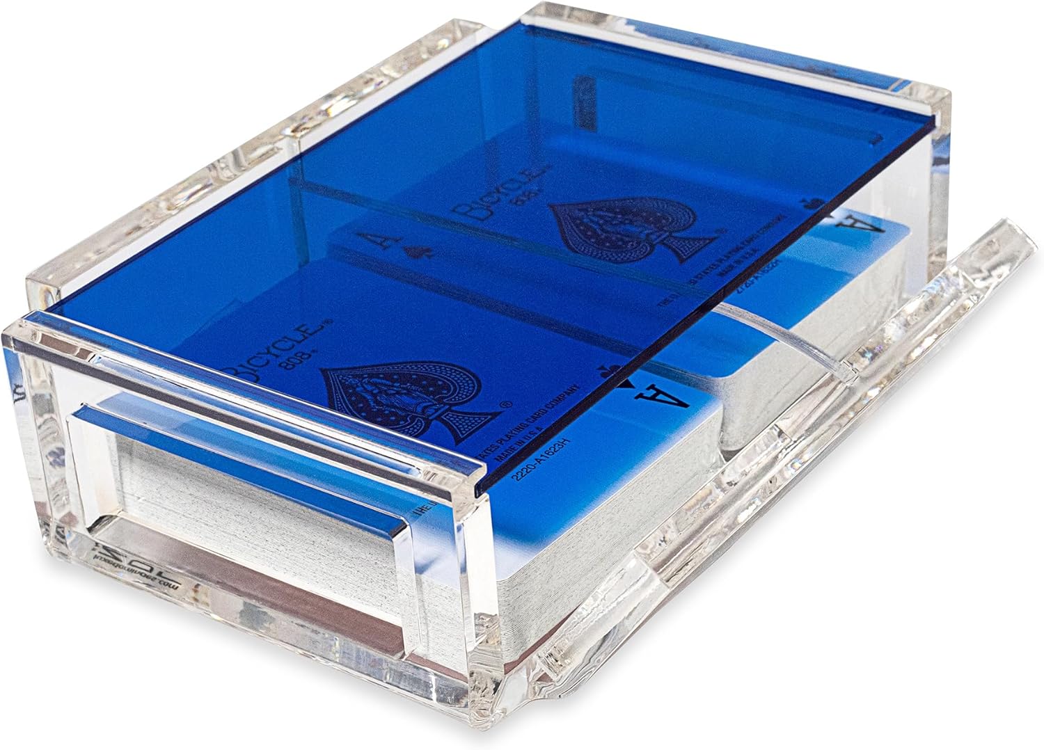 La Canasta Set, Canasta Card Holder Tray with 2 Decks of Playing Cards in Acrylic Box with Sliding Lid and Revolving Base, Keeps Stack of Cards Organized, Easy Rotate and Spins Freely
