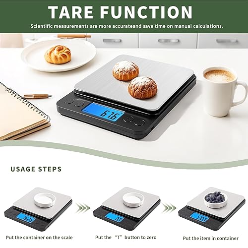 Miniatura 6 de MEIYA Báscula de alimentos gramos y onzas, báscula digital de cocina de tamaño grande para cocinar hornear, escala de gramos de alta precisión de