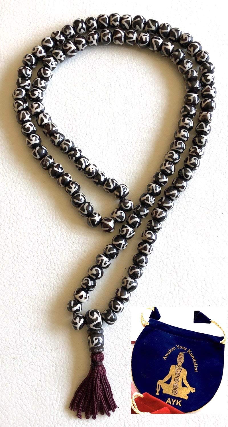Amazon.co.jp: Bone Mala ビーズネックレス 108+1 ヤクの骨 マントラ 