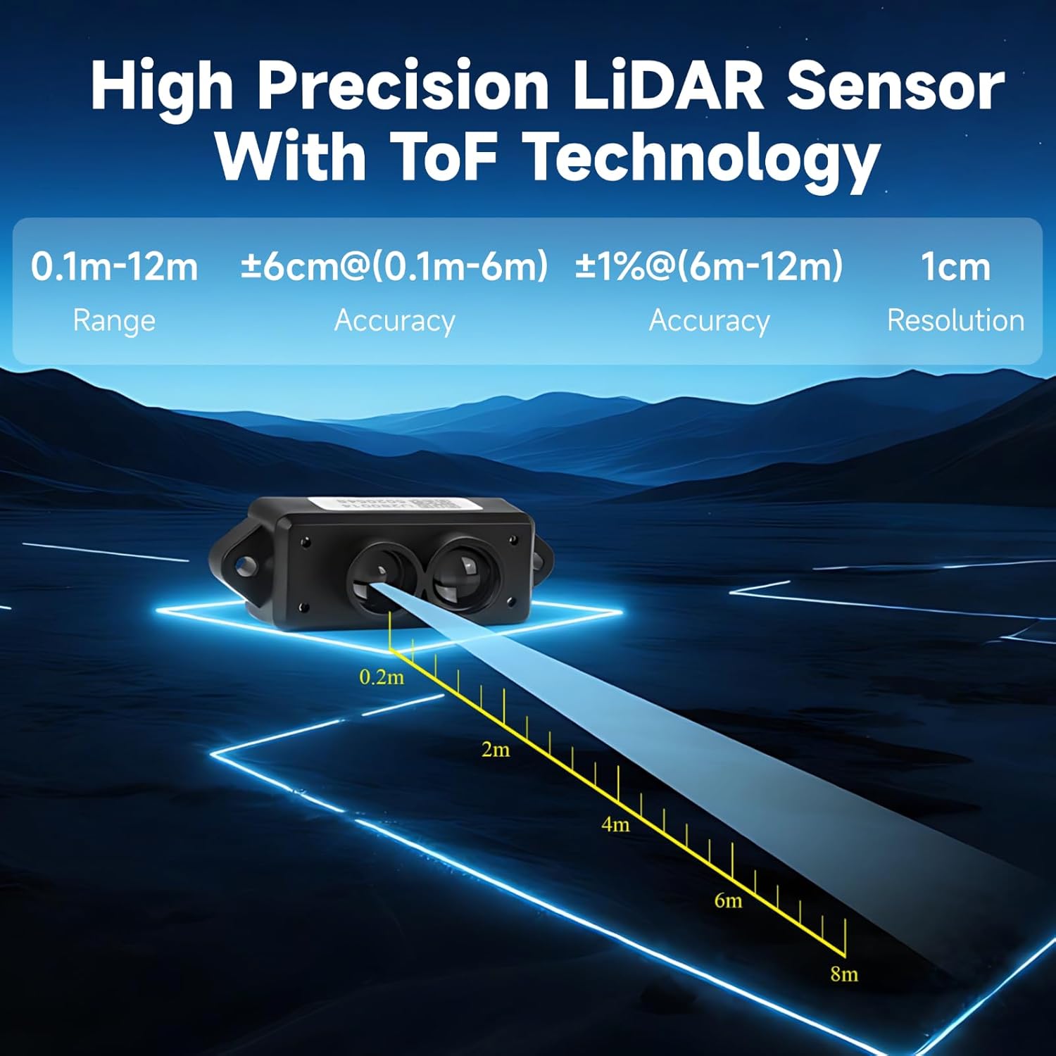 TFmini-S Lidar Sensor 0.1m-12m Range High Precision Single-Point Distance Sensor Compact Lightweight ToF Module with UART I2C Interface for Arduino Raspberry Pi UNO R3 STM32 Pixhawk ESP32 LoRa V3 IoT