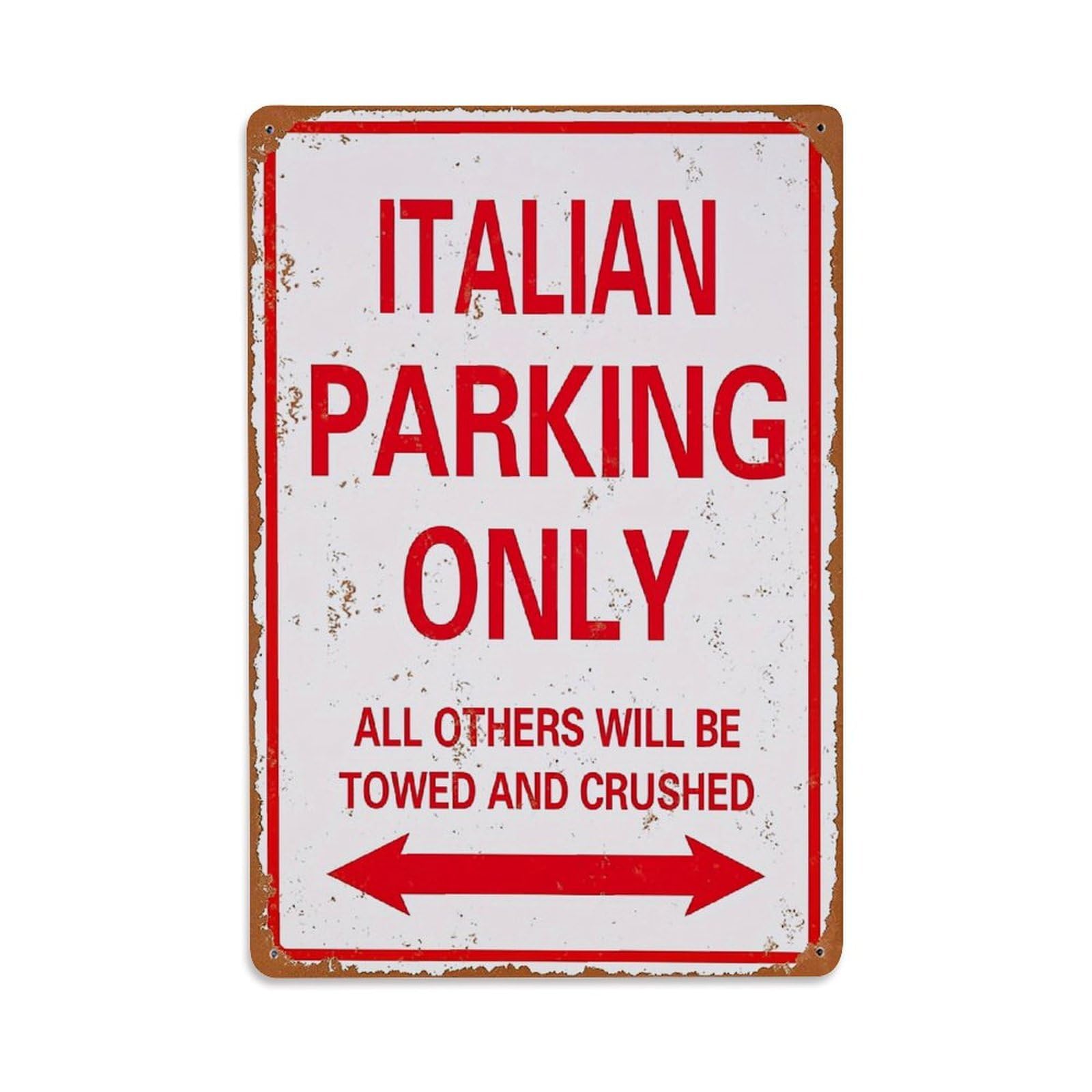 Jdfenggu Vintage Italian Parking Only Sign Retro Metal Tin Sign, Decor Art Poster For Bar, Home, Man Cave, Kitchen, Laundry Room Gift 8X12inch