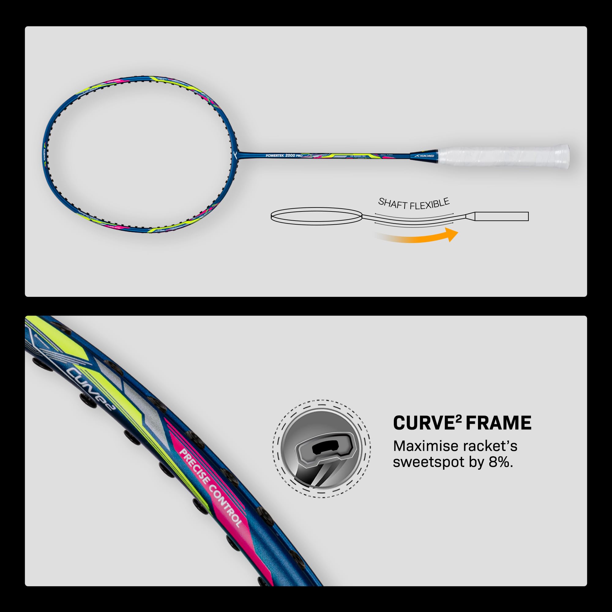 Badminton Rackets Set Of 2 HUNDRED FLUTTER S ZOOM Carbon Fibre Strung ...