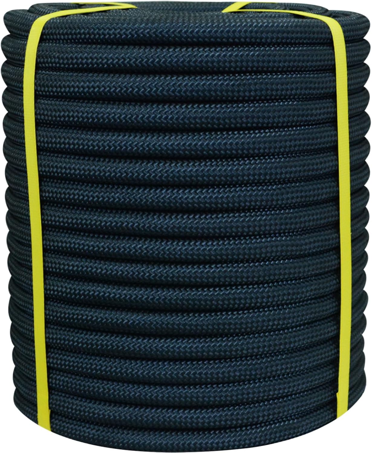 Double Braided Arborist Rope - 3/4 Inch x 100 Feet - High Strength Polyester Outdoor Rope for Tree Work, Nautical, Halyard, Sailing (Black)