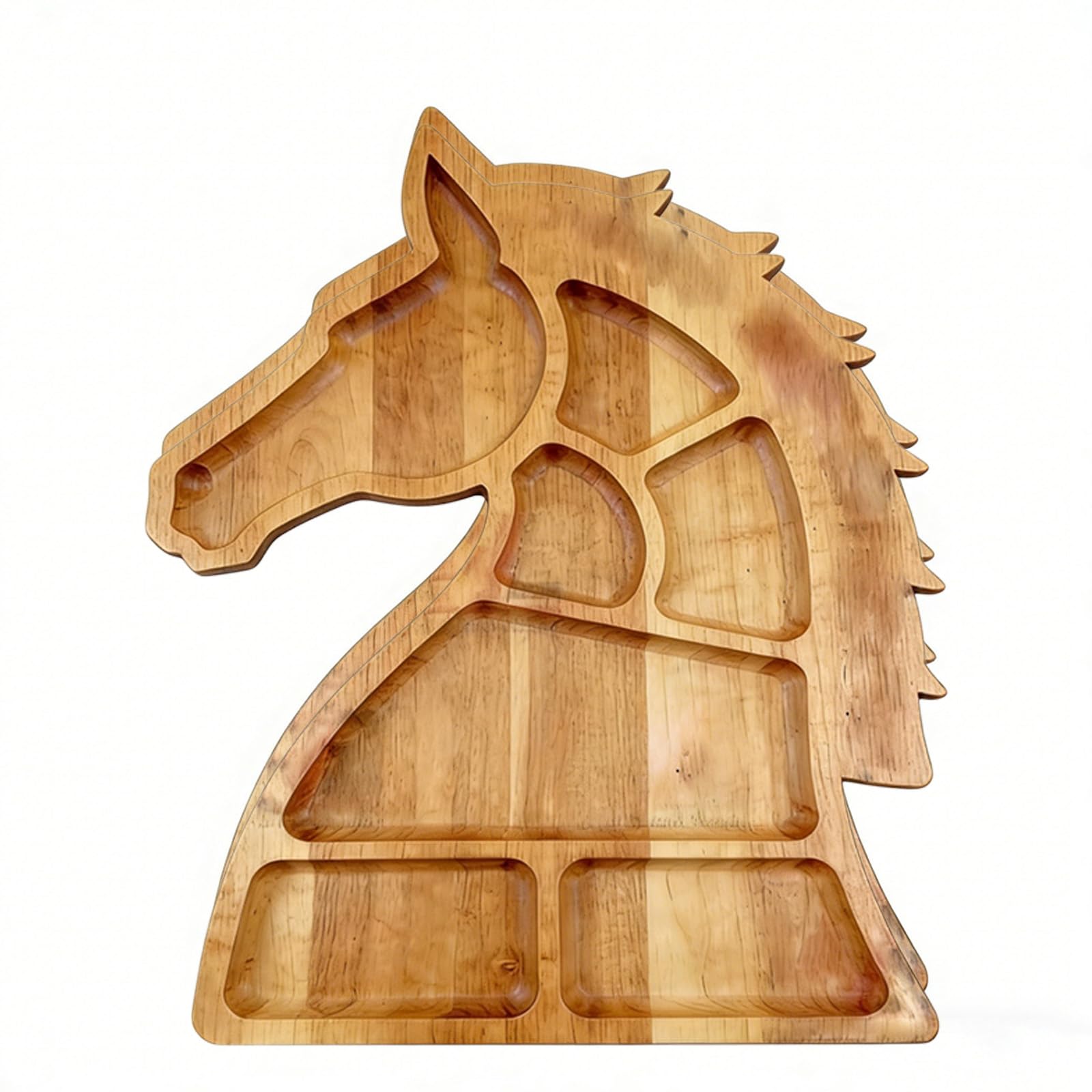 Wooden Horse Shape Serving Tray with Multiple Compartments for Cheese Fruits Nut and Snacks Bucolic Home Decors Horse Head Cheeseboard