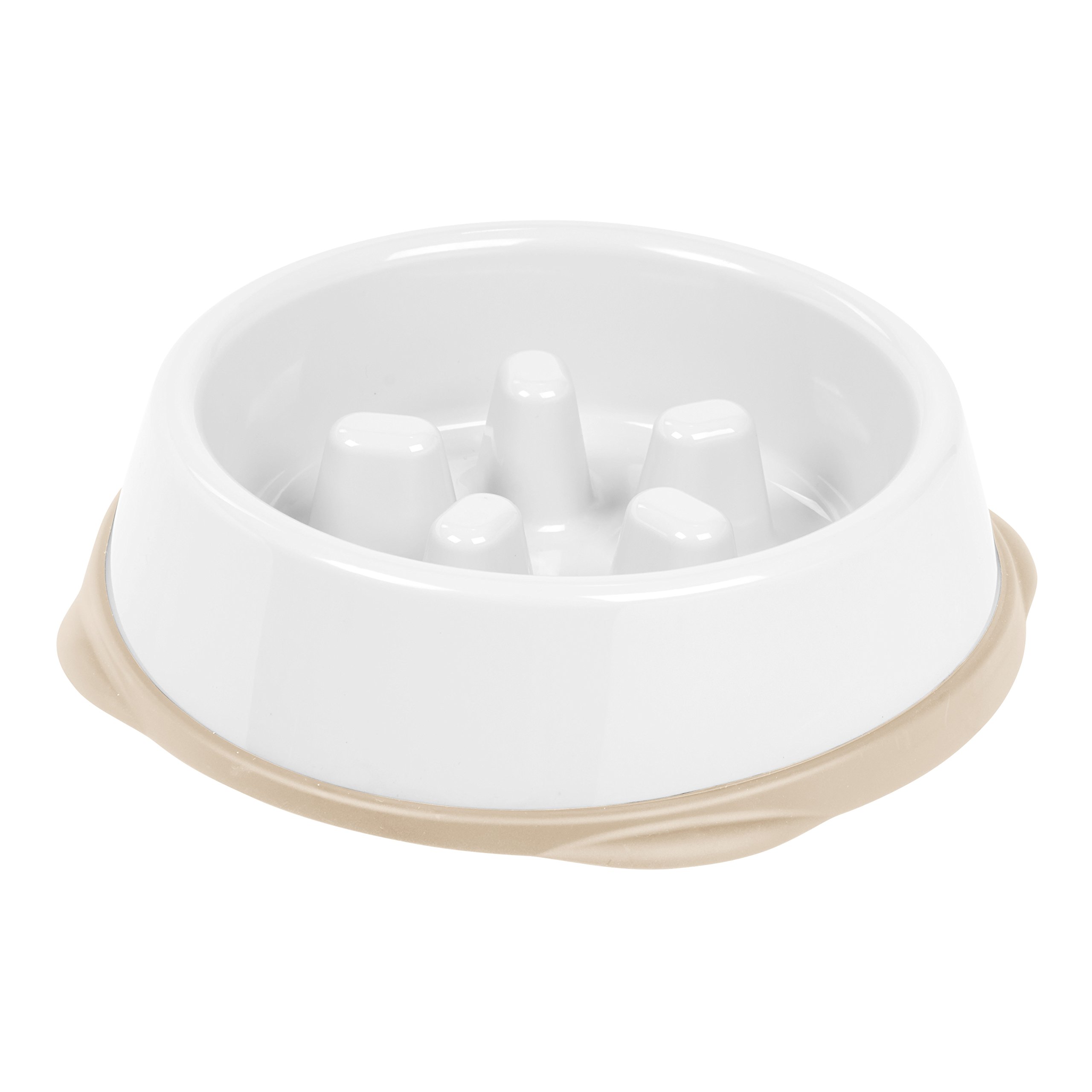 IRIS USA Slow Feeding Bowl for Short Snouted Pets, White/Beige, Small (588038)