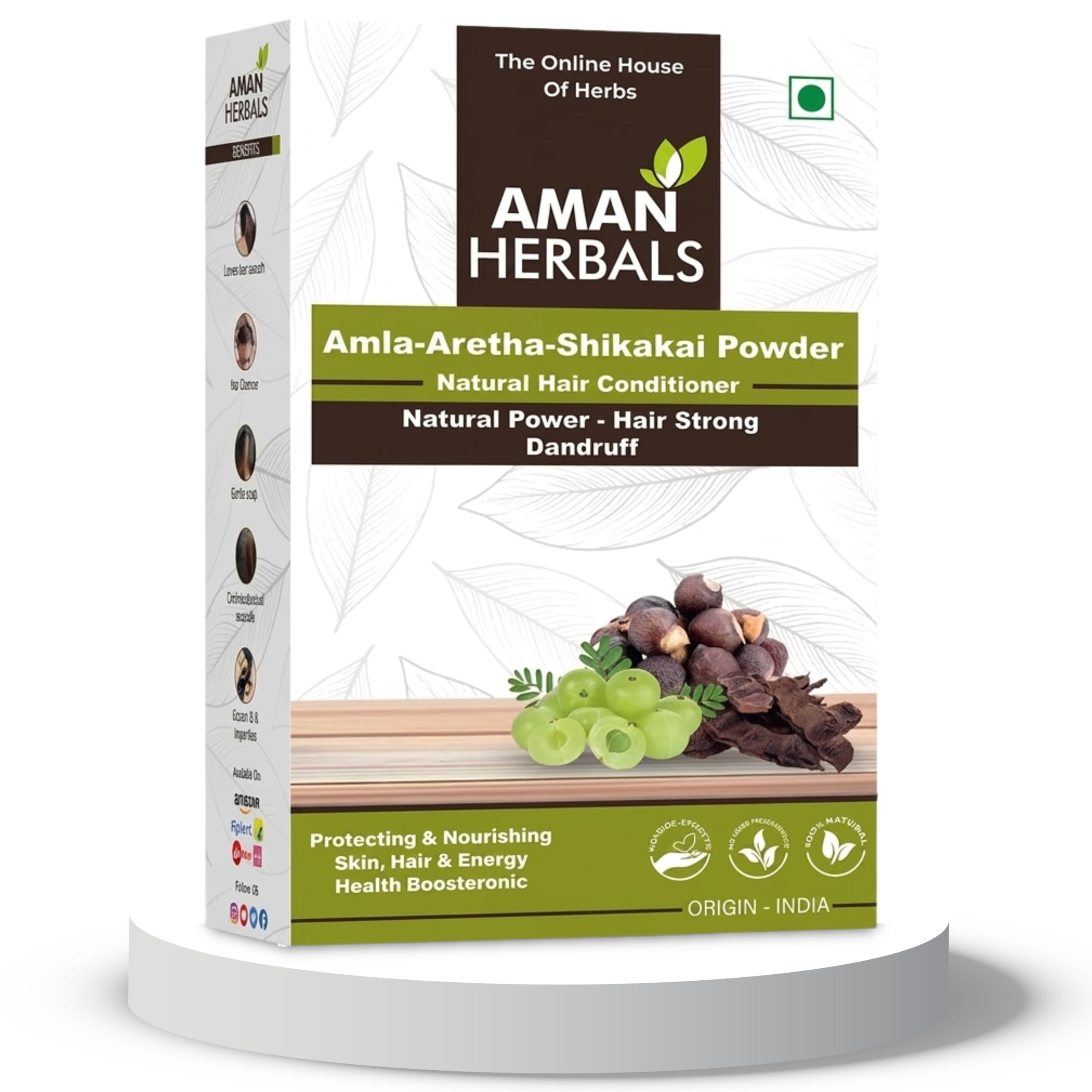 AMAN HERBALS - 100% Organic Amla Reetha Shikakai Powder for Hair | 3-In-1 Natural Hair Cleanser | Hair Powder Pack of 200gm-picture-11