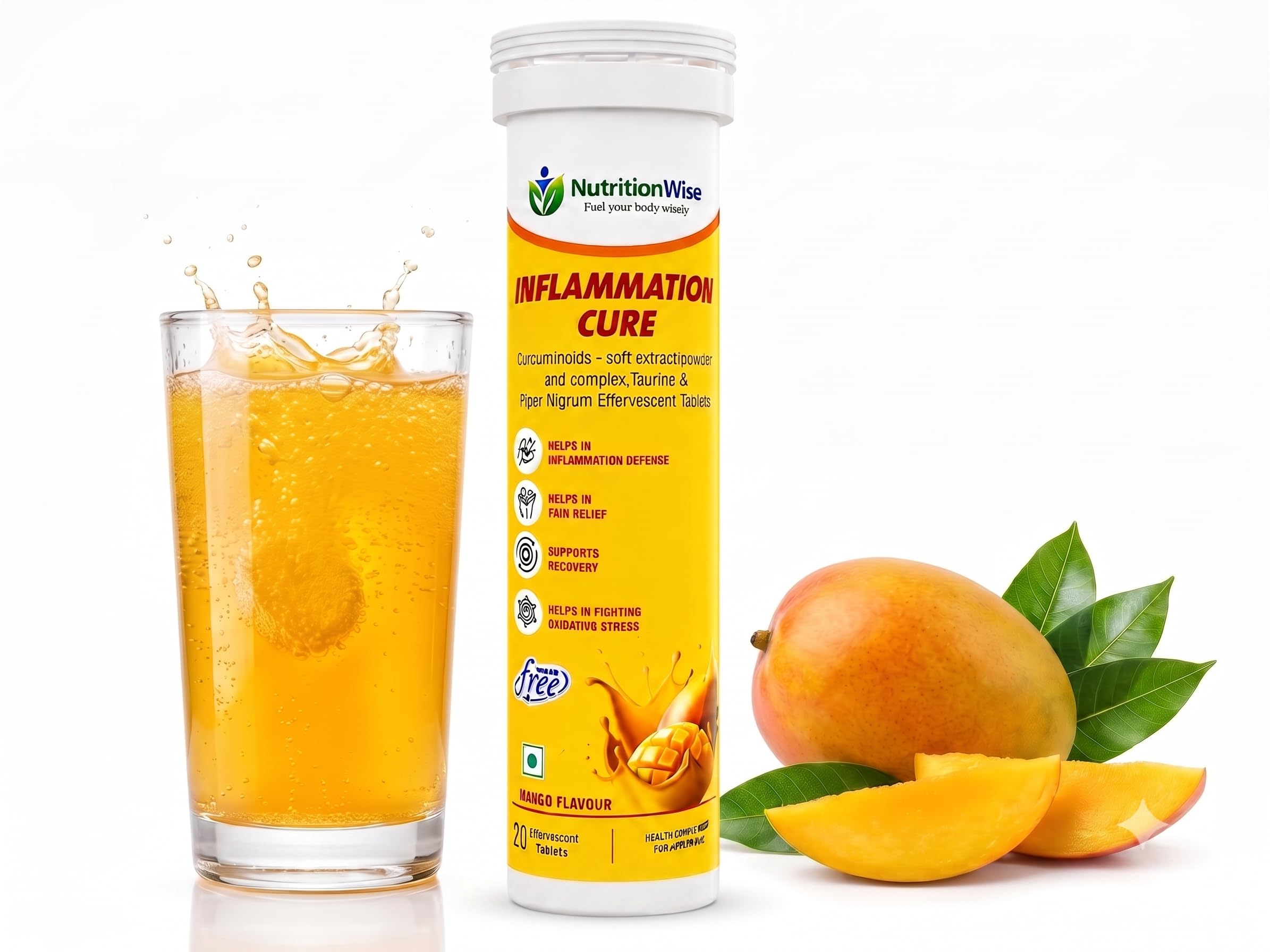 Inflammation Cure, Advanced Curcumin Complex 1000mg with Piper Nigrum & Taurine | High Strength Turmeric Extract | Supports Joint Comfort, Flexibility, Muscle Recovery, Antioxidant Protection & Daily Wellness | 20 Effervescent tablets-picture-16