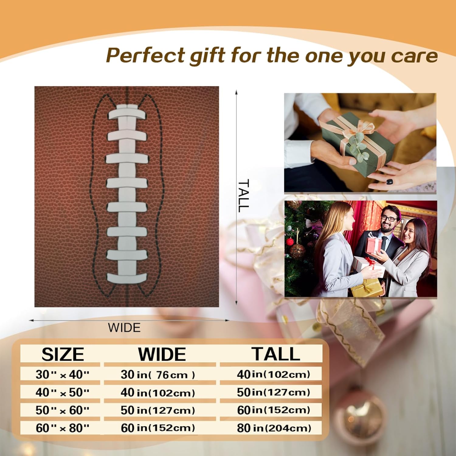 Football Blanket Gifts for Boys Girls Kids Adults Warm Cozy Flannel Football Throw Blanket for Couch Bed 80"x60"