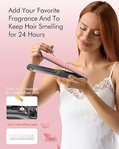 Miniatura 4 de Betahouse Plancha para alisar el cabello con flujo de aire, alisador y rizador 2 en 1, varita iónica de 1 pulgada con aire de refrigeración y aroma