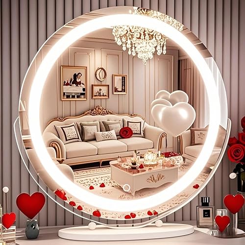 Vanity Mirror, 20 Inch Makeup Mirror with Lights, Large Lighted Vanity Mirror, Light Up Mirror with Smart Touch 3 Colors Dimmable, White