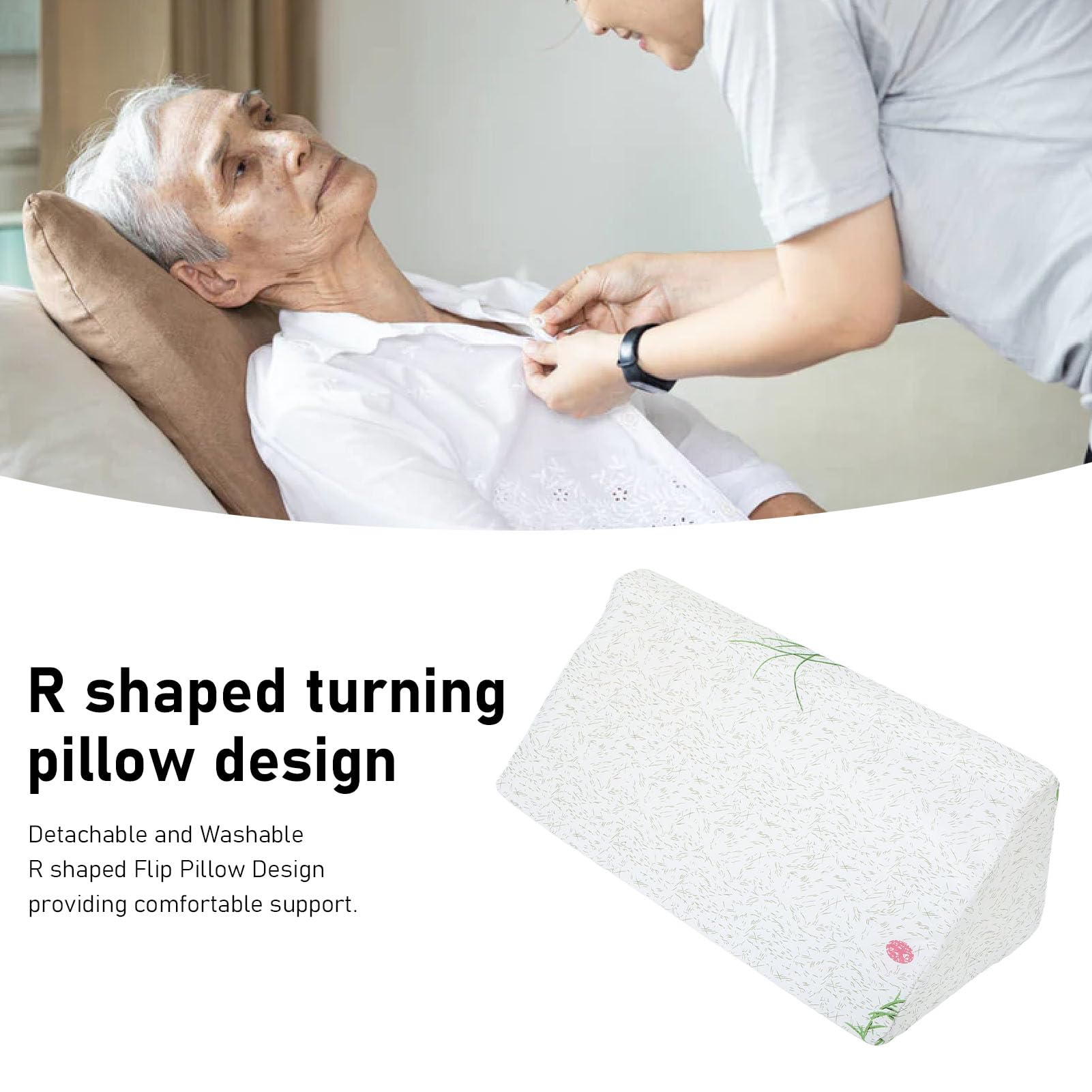 Side Wedge Pillow Flip Bed Pillow Flip Back Pillow Bed Wedge Pillow Comfortable Support for Bedridden Patients High Density Sponge Cotton Fabric (60 * 25 * 20cm)