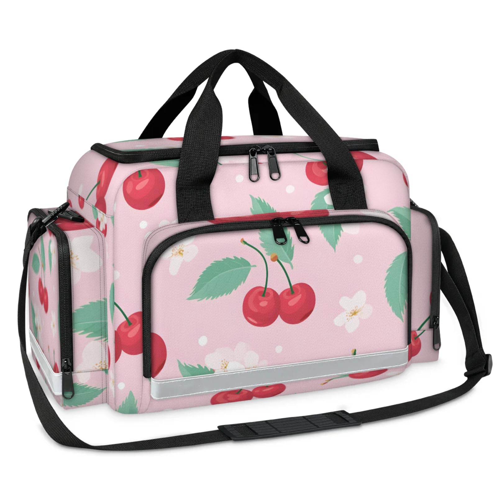 GzLeyigou First Aid Bags Empty, Red Cherry Emergency Bag First Aid Kit Multiple Compartment Kit Carrier On Call Trauma Bag For Paramedics Emergency Medical Supplies Kit