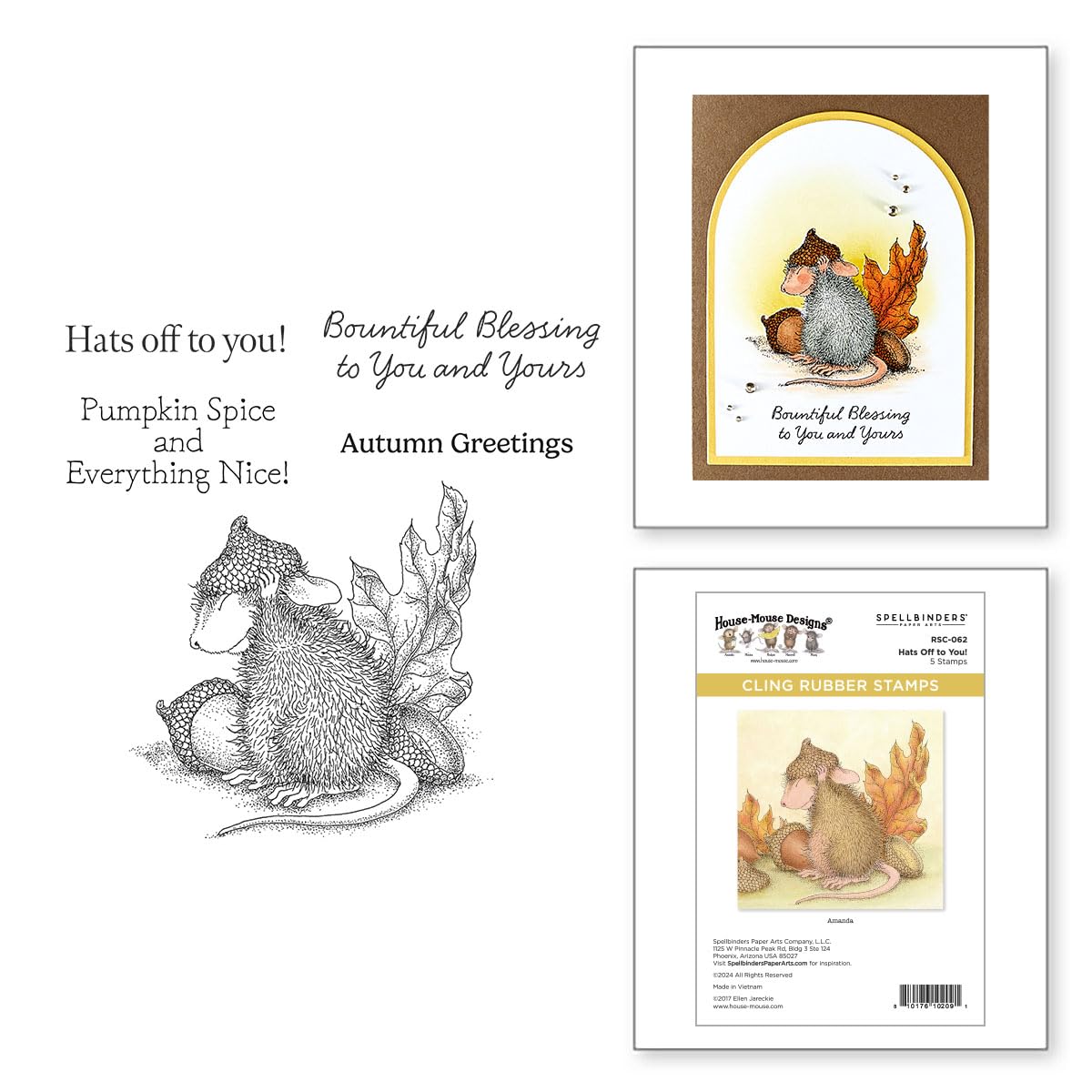 Hats Off to You! Cling Rubber Stamp Set from The House-Mouse Tree-mendous Christmas Collection, red