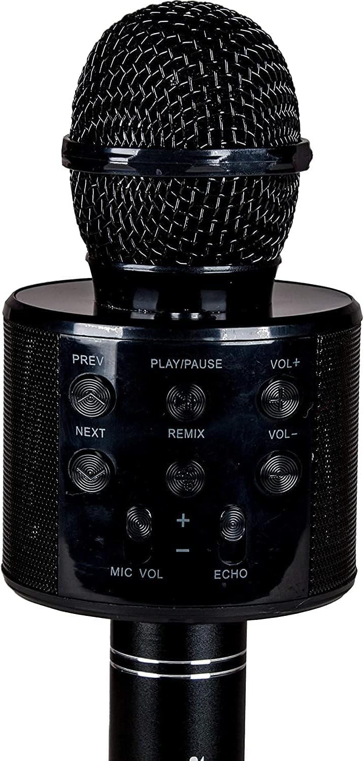 NGEAR SingMic S20L Bluetooth Karaoke Mikrofon mit 10W Max Leistung, 2 Zoll Lautsprecher, RGB Disco LED Beleuchtung, drahtloser Musikwiedergabe, Voice Effekten, MP3 über USB/MicroSD und AUX Ein/Ausgang