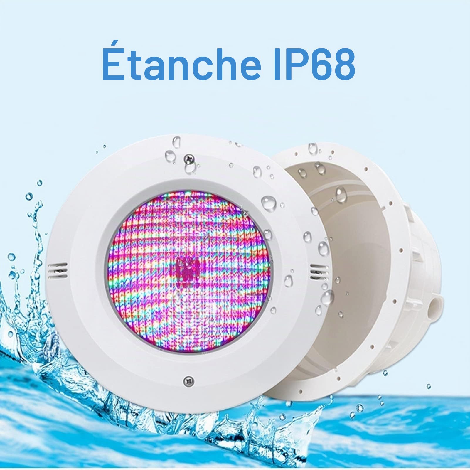 Projecteur de Piscine, Embarqué Par56 Niche 12V IP68 étanche Spot Piscine encastrable Eclairage de Piscine, Applique de Piscine encastrée (Color : White Light, Size : 45W)