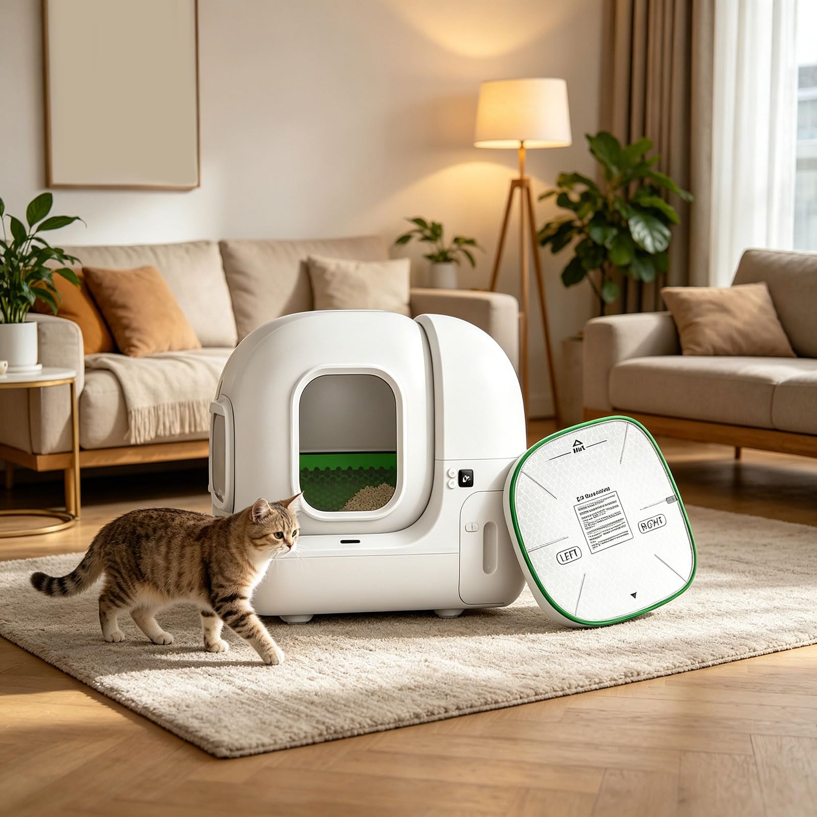 Beschichtetes Oxford Stoff Katzenklo Einsatzpolster für Katzen, geführte Installation einer Ersatzmatte für die automatische Pflege der Katzentoilette zu Hause Innenpolster Auffrischungseinsatz des