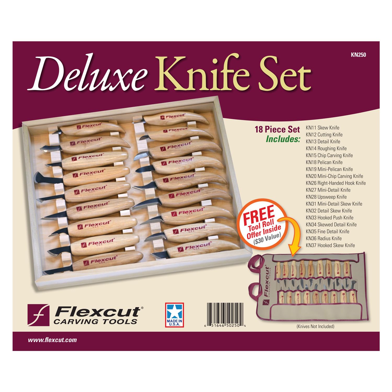 Flexcut FLEXKN250 Cuchillo a Lama Fissa,Unisex - Adultos, Multicolor, un tamaño
