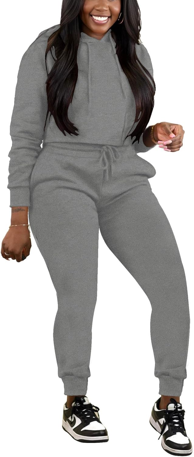 HBQ 2 Piece Outfits For Women Sweatsuits Sets Hooded Tracksuit Long Sleeve Pullover Jogger Sweat Pants Set - Image 4