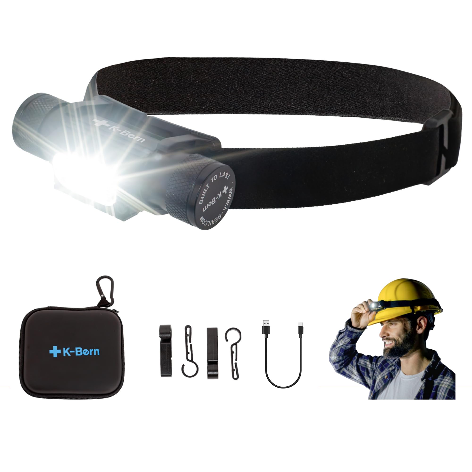 Amazon.com: K-Bern Rechargeable Headlamp. 1850 Lumen, Ultra Bright