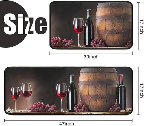 Miniatura 3 de Juego de 2 alfombrillas de cocina lavables, para el hogar, antideslizantes, impermeables, para el camino de cocina, 17 x 24 pulgadas + 17 x 48