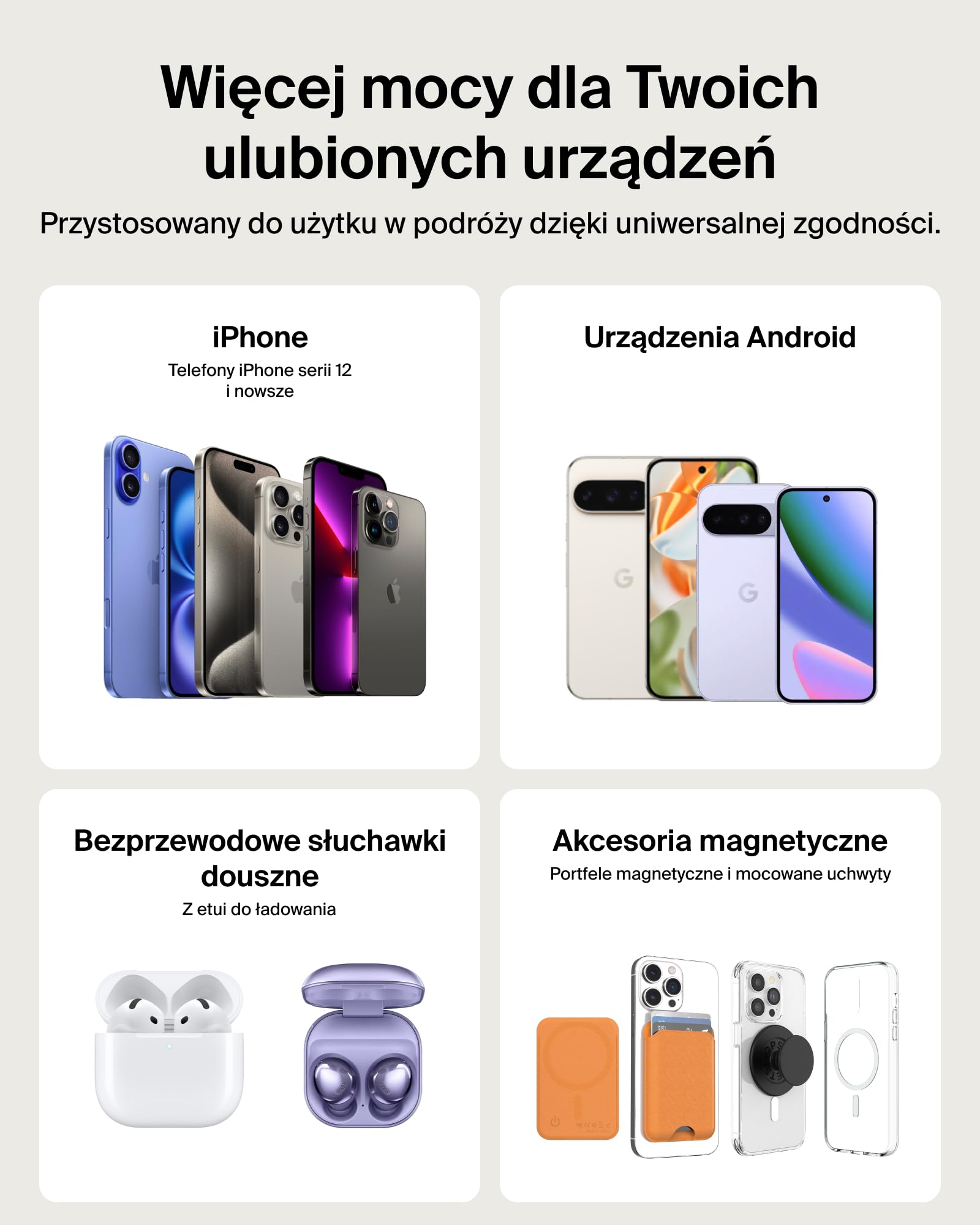 Belkin BoostCharge Magnetyczny Powerbank 5000mAh, Certyfikat Qi2, z Pierścieniem Magnetycznym i Portem USB-C, Smukła Ładowarka 15W do Urządzeń iPhone, Galaxy, Pixel – z Kablem USB-C – Czarny
