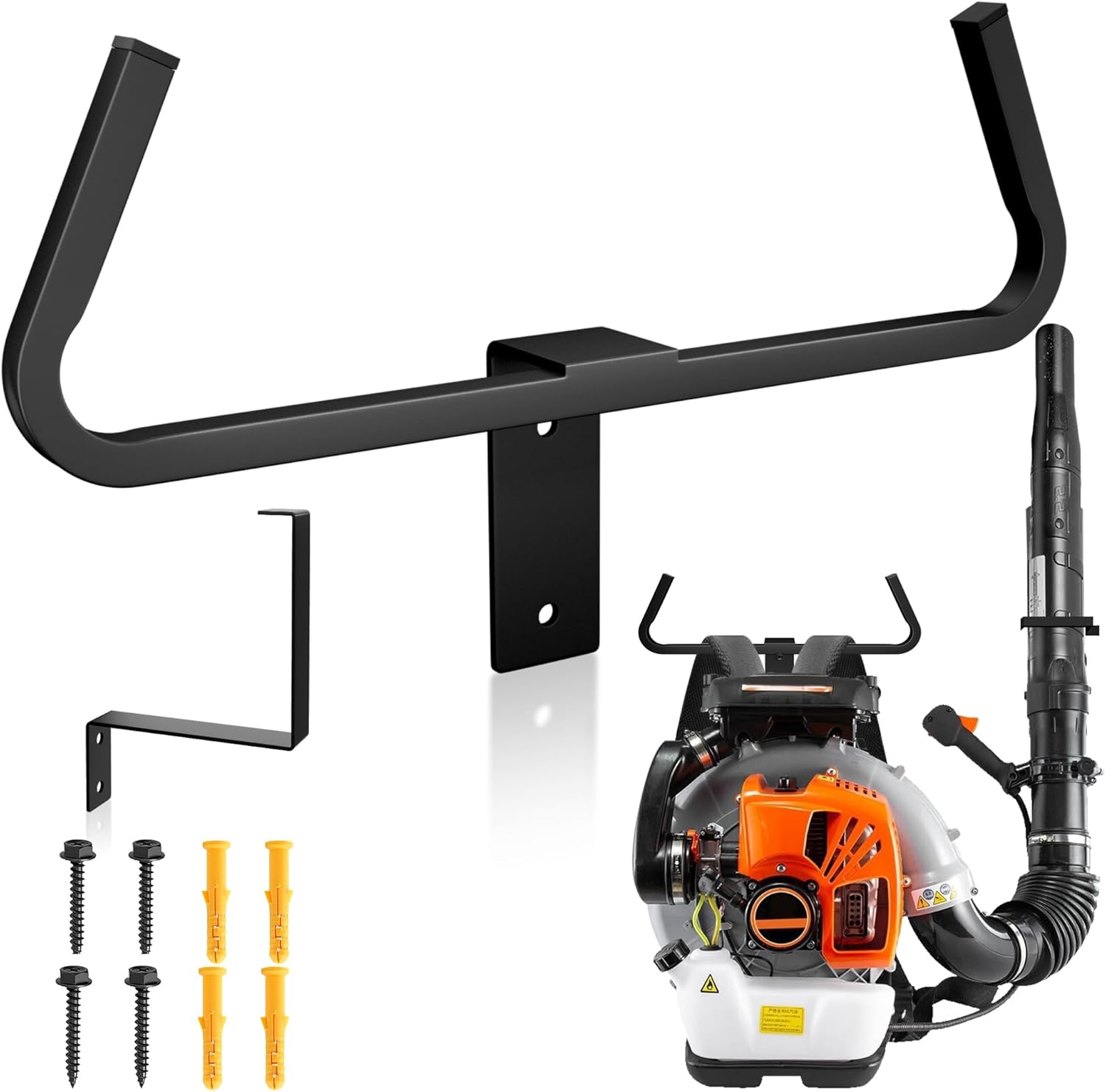 Backpack Blower Wall Mount with Hose Holder,Backpack Blower Sprayer Rack,Leaf Blower Hanger,Backpack Hanger for Tactical Gear,Weed Eater and Chain Saw Garage Organization Storage(2 Pack)