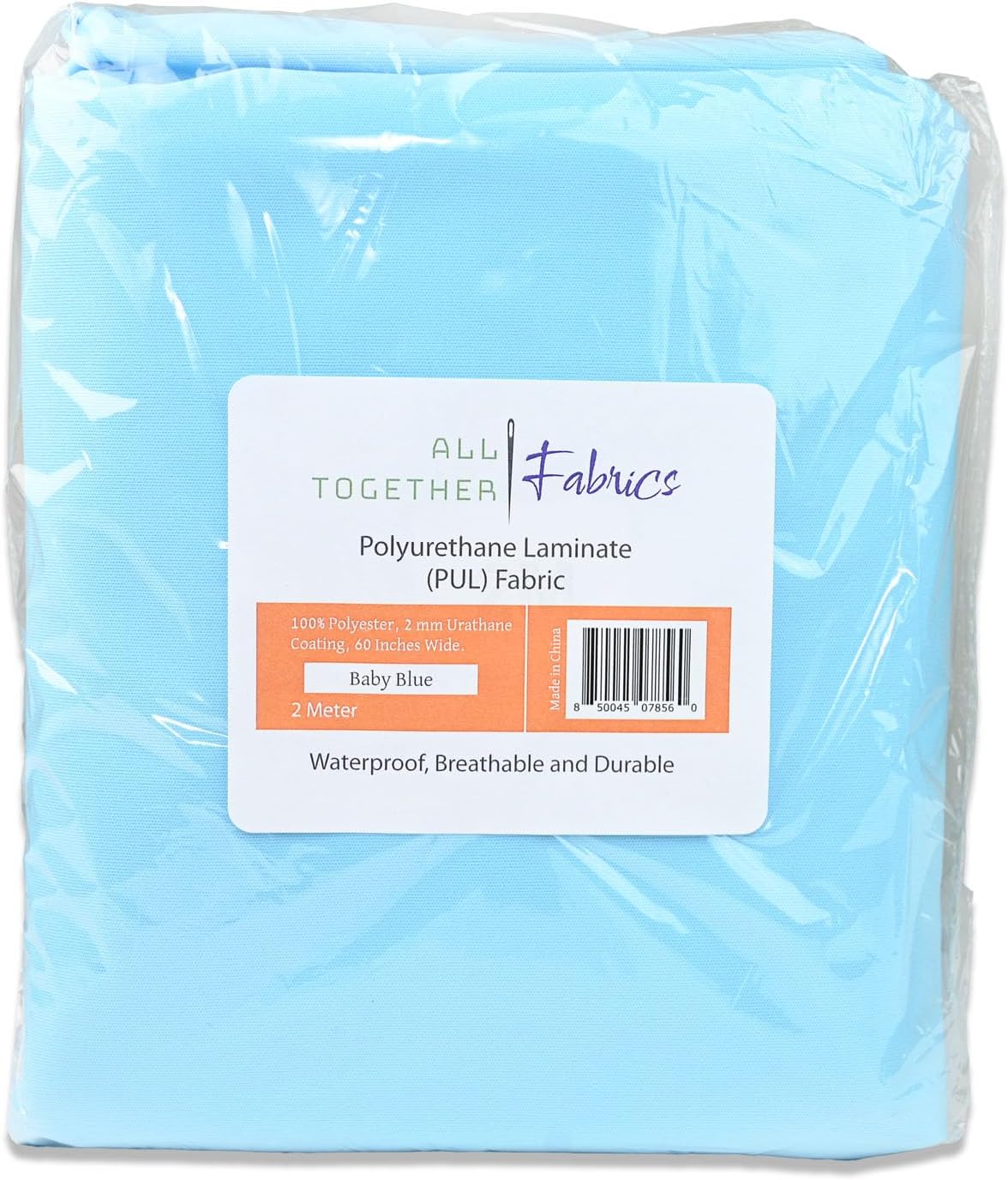 Polyurethane Laminate (PUL) Pre-Cut Fabric by The Meter. Waterproof and Breathable. Perfect for Cloth Diapers and Similar Projects. 2 Meter, Baby Blue