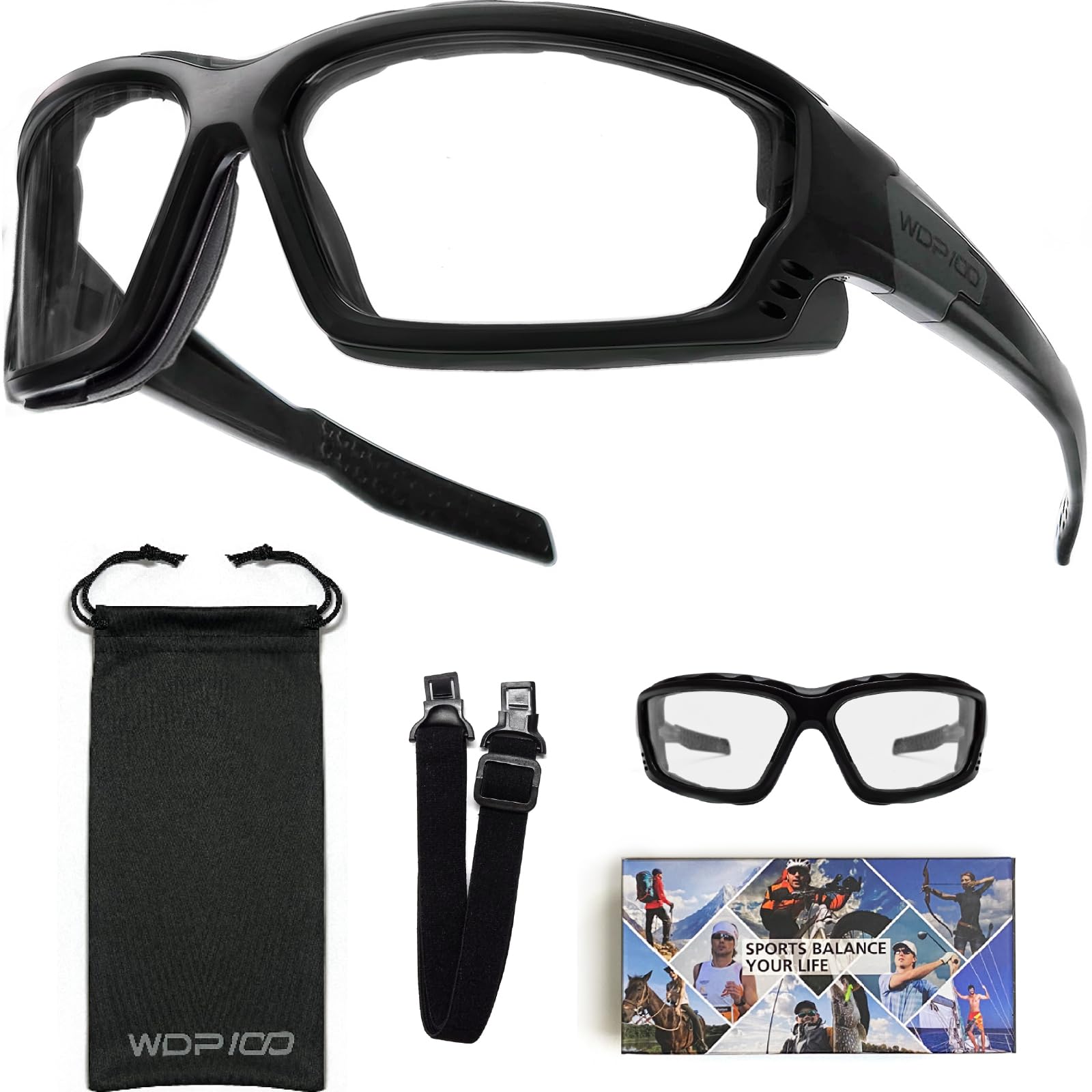 Lunettes de moto avec mousse intérieure amovible lunettes de protection powersports avec bandeau coupe vent et anti poussière pour ATV UTV