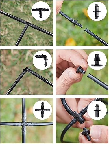 Miniatura 6 de Kalolary - Juego de 300 conectores de púas para riego, conectores de púas para riego por goteo de 14 pulgadas, kit de accesorios de tubería para