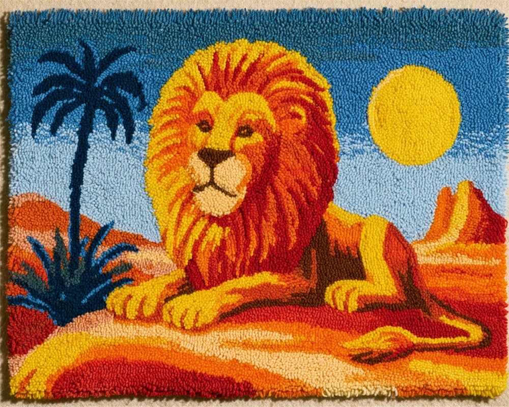 FWRTYCB Latch Hook Rug Kits,Lion in the Desert