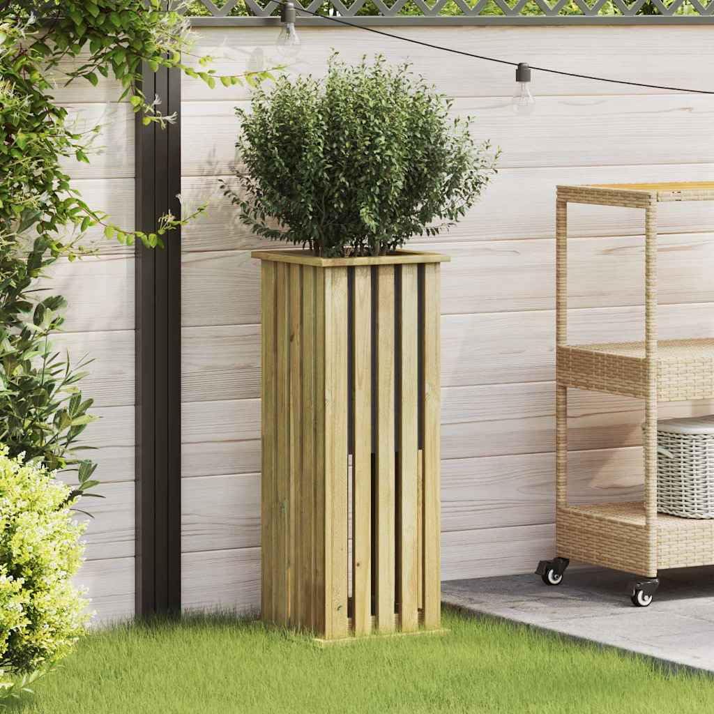 Caisson de plantation en pin imprégné marron 33x33x85 cm de haute qualité